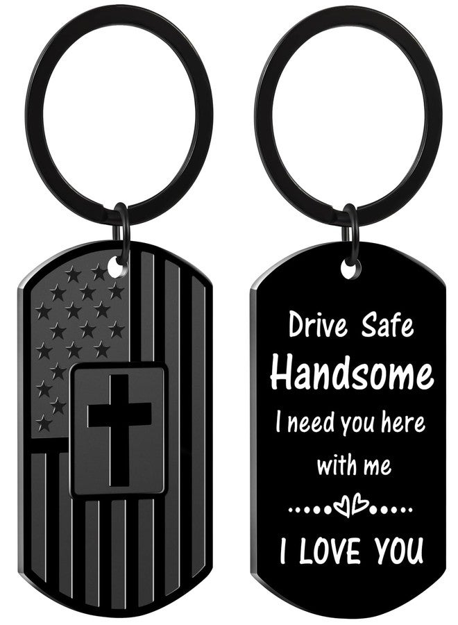 Keniot Valentines Day Gifts for Men Boyfriend Him Husband, Drive Safe Handsome I Love You Keychain for Birthday Christmas Fathers Day - Image 1